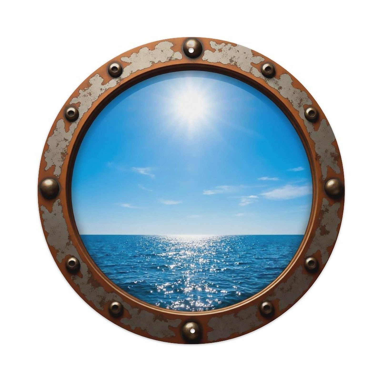 Vintage Porthole Noon Bright Nautical Window View Metal Tin Sign