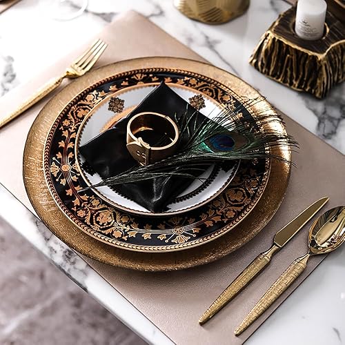 Miniatura 6 de Thomaso Juego de cubiertos chapados en oro de 60 piezas para 12, exquisito juego de cubiertos de acero inoxidable 1810, juego de cucharas y