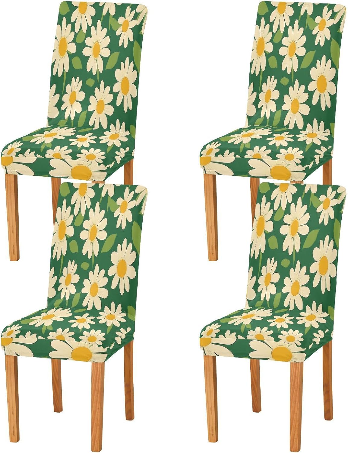 ALAZA Chair Covers for Dining Room, 70s Vintage Daisy Floral Stretch Chair Cover Sets Chair Protector Removable Washable for Ktichen Restaurant Hotel