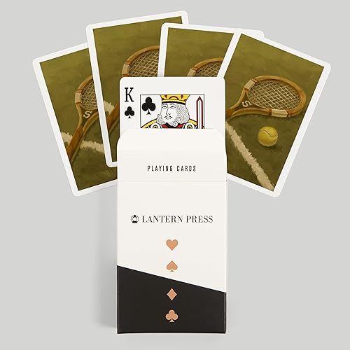 Miniatura 6 de Lantern Press Raqueta de tenis, pintura al óleo (52 cartas de juego, baraja de cartas de tamaño póker con comodines)