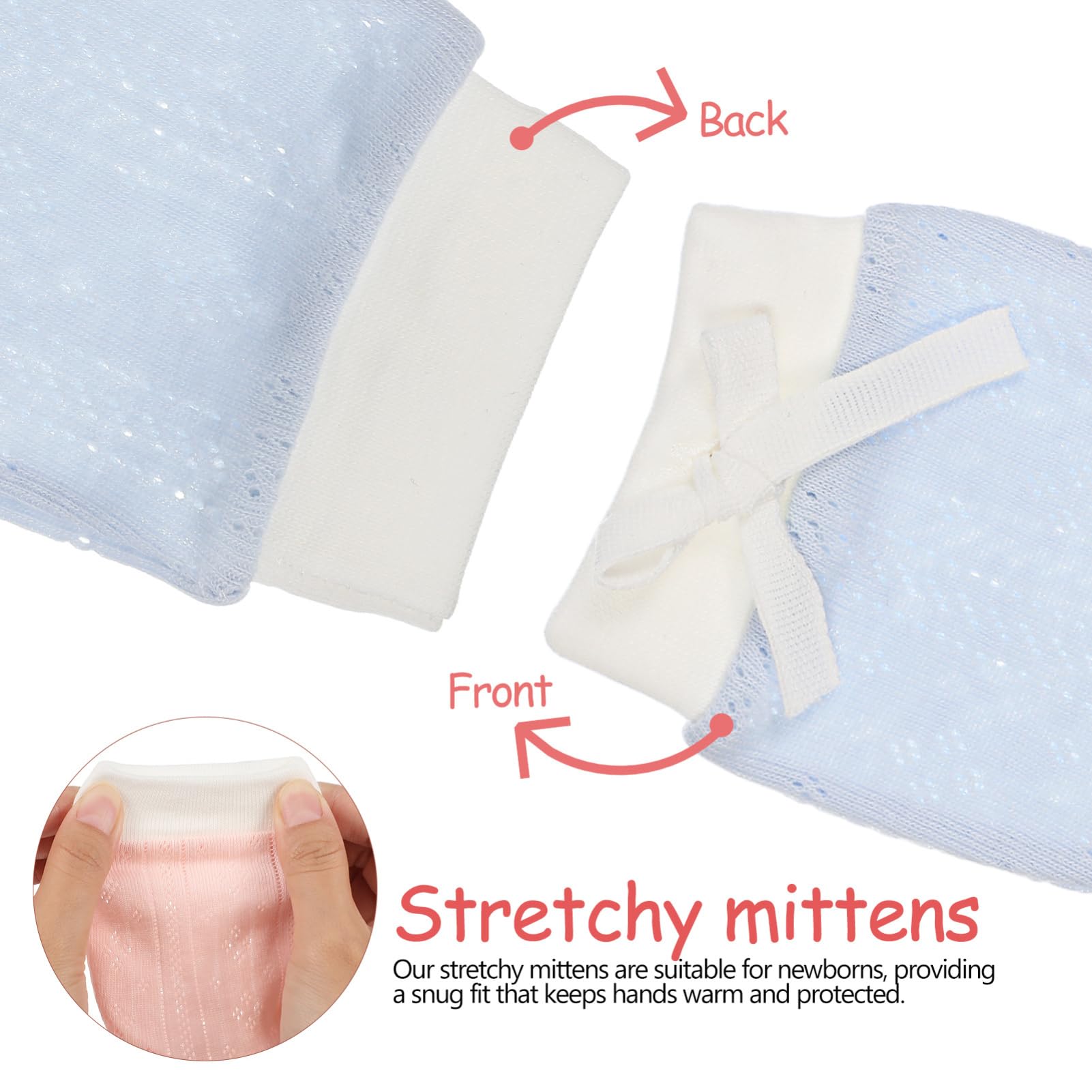 LIFKOME Baby Mittens Newborn 2 Pairs Soft Cotton Mittens for Boys Girls Breathable Hand Mittens No Scratch Warm Gloves Durability Universal Fit