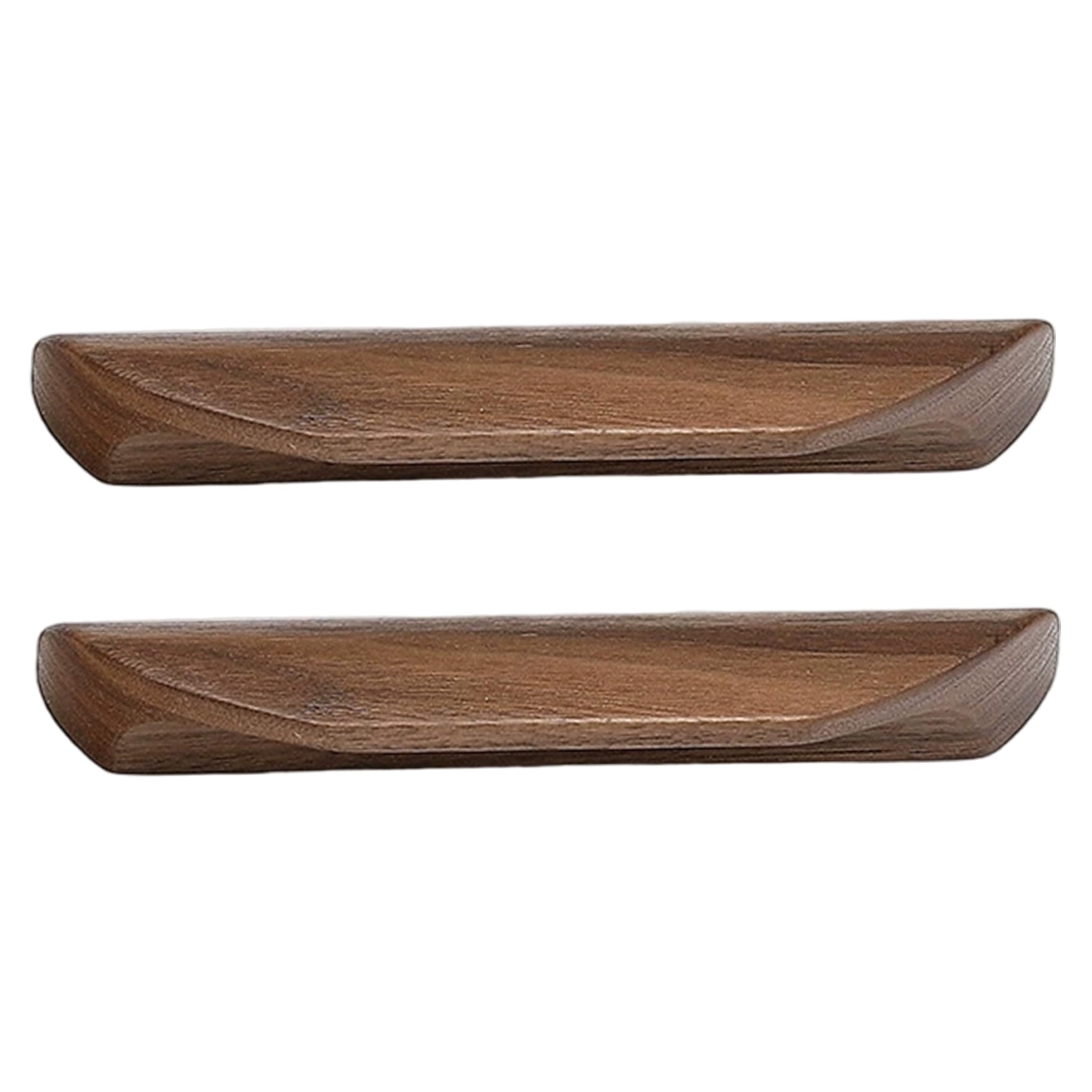 Wood Cabinet Pulls 2PCS 4in, Rustic Natural Walnut Drawer Pulls with Alloy Base for Wardrobes Desks and Cabinets