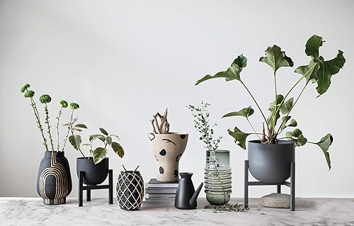 Miniatura 3 de Bloomingville Macetas de metal texturizado con soportes, juego de 2