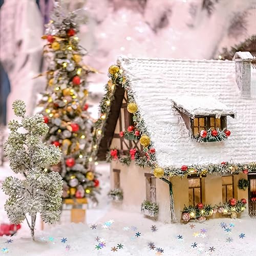 Miniatura 6 de Nieve falsa de Navidad esponjosa nieve artificial con copos de nieve de Navidad confeti de glitter nieve falsa manta de interior nieve decorativa