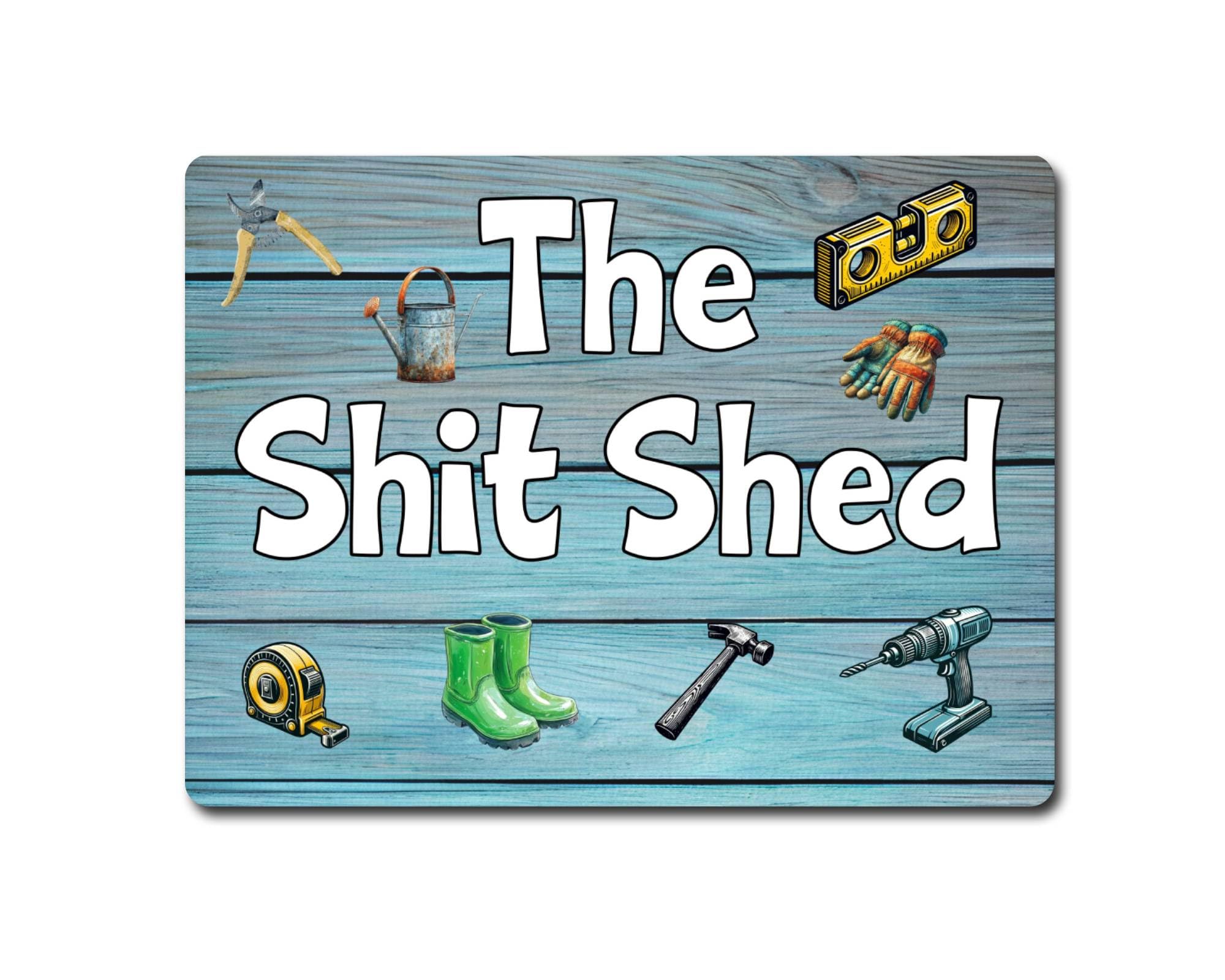 Decalarama Garden Metal Sign Gift – The Shit Shed - Family Fun Home Novelty Allotment Aluminium Present
