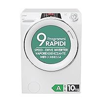 Candy RapidÓ Lavatrice 10 Kg, Libera Installazione, Carica Frontale, Classe A, 1600 Giri, 9 Programmi Rapidi, Funzione Vapore, Wi-Fi + BLE e App hOn, 60 x 58 x 85 cm, Bianca – RO 16106DWMCT, 1-S