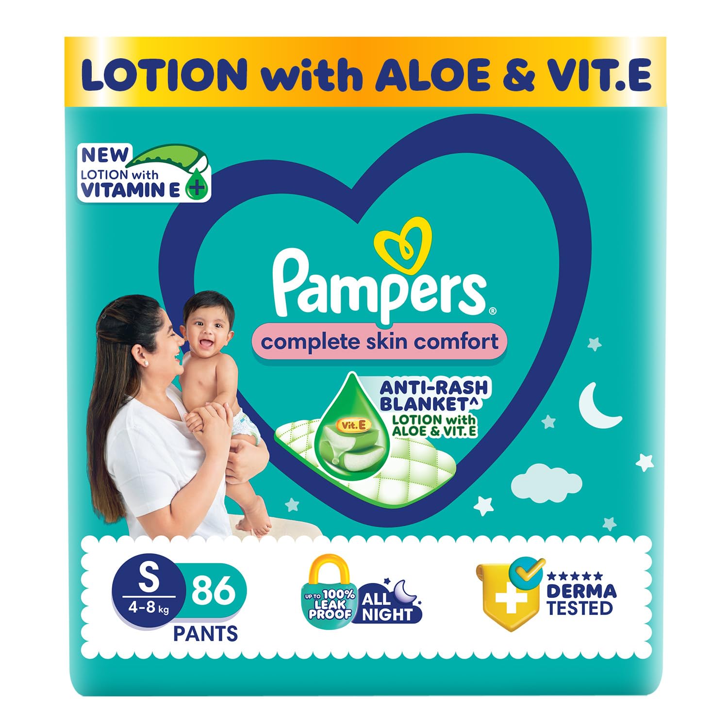 Pampers All Round Protection Pants Style Baby Diapers, Small size (S) 86 Count, 4-8 kg, Anti-rash blanket, 360 degree Lotion with Aloe Vera-image-1