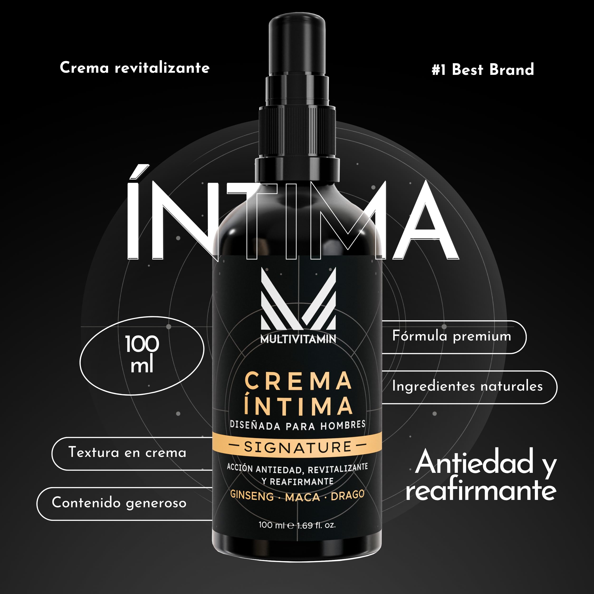 Crema Intima Hombre, 100 ml | Con Ginseng + Maca + Sangre de Drago | Crema Rejuvenecedora Intima Para Pene y Testículos | Acción Revitalizante y Reafirmante | Fabricada en España - Multivitamin