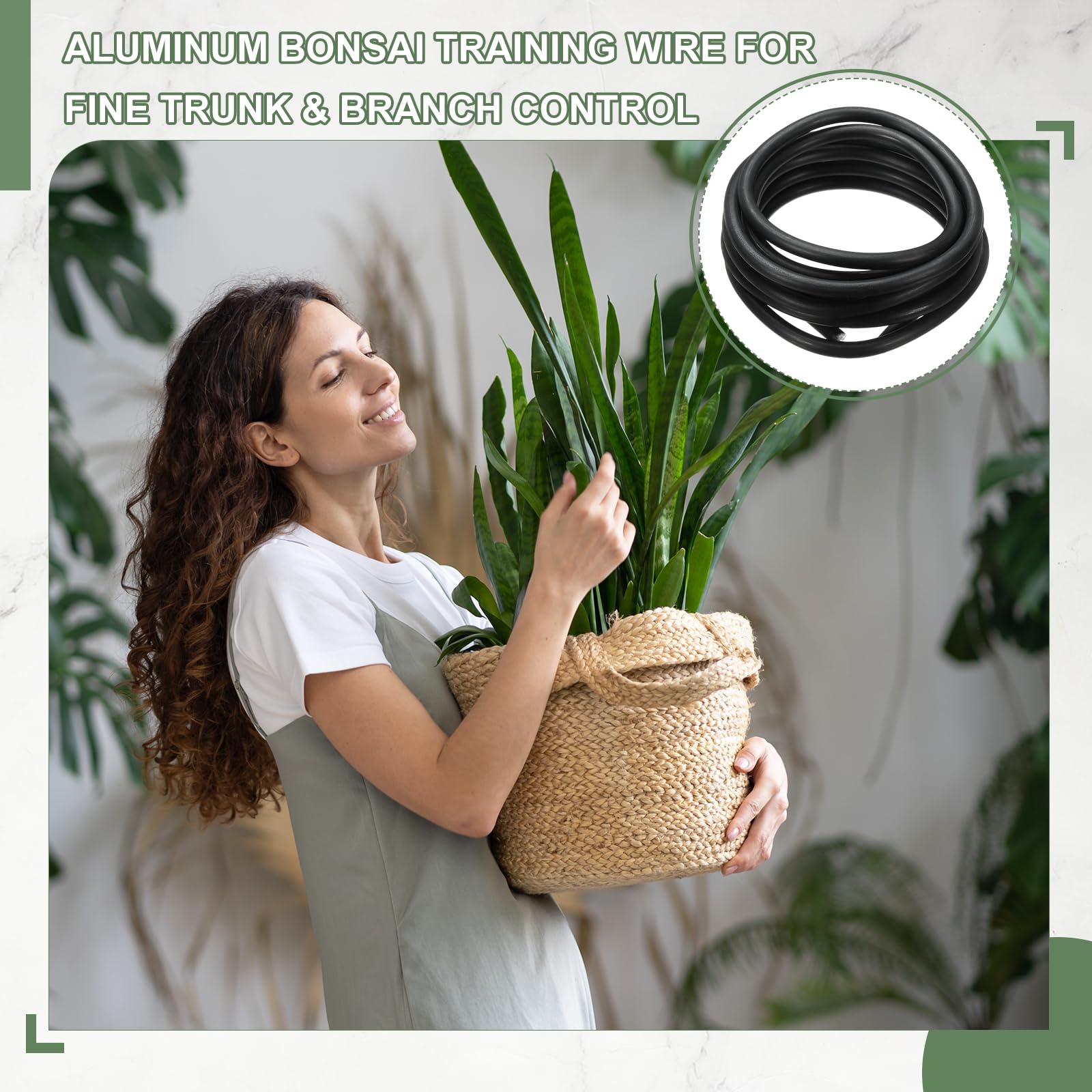 Filo per bonsai, 8 mm x 3 m, in alluminio anodizzato, per addestramento di piante floreali, pieghevole, steli in metallo, accessori per giardinaggio, fissaggio rami artigianali (nero)