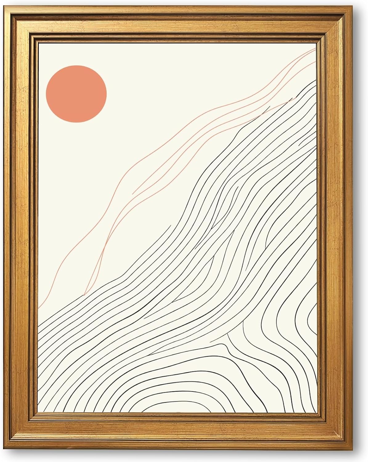 Large Framed Minimalist Sunrise Line Canvas Wall Art Abstract Japandi Style Painting Poster Contemporary Meditation Artwork Prints Wall Decor for Bedroom Nursery Office Home 24x36inch