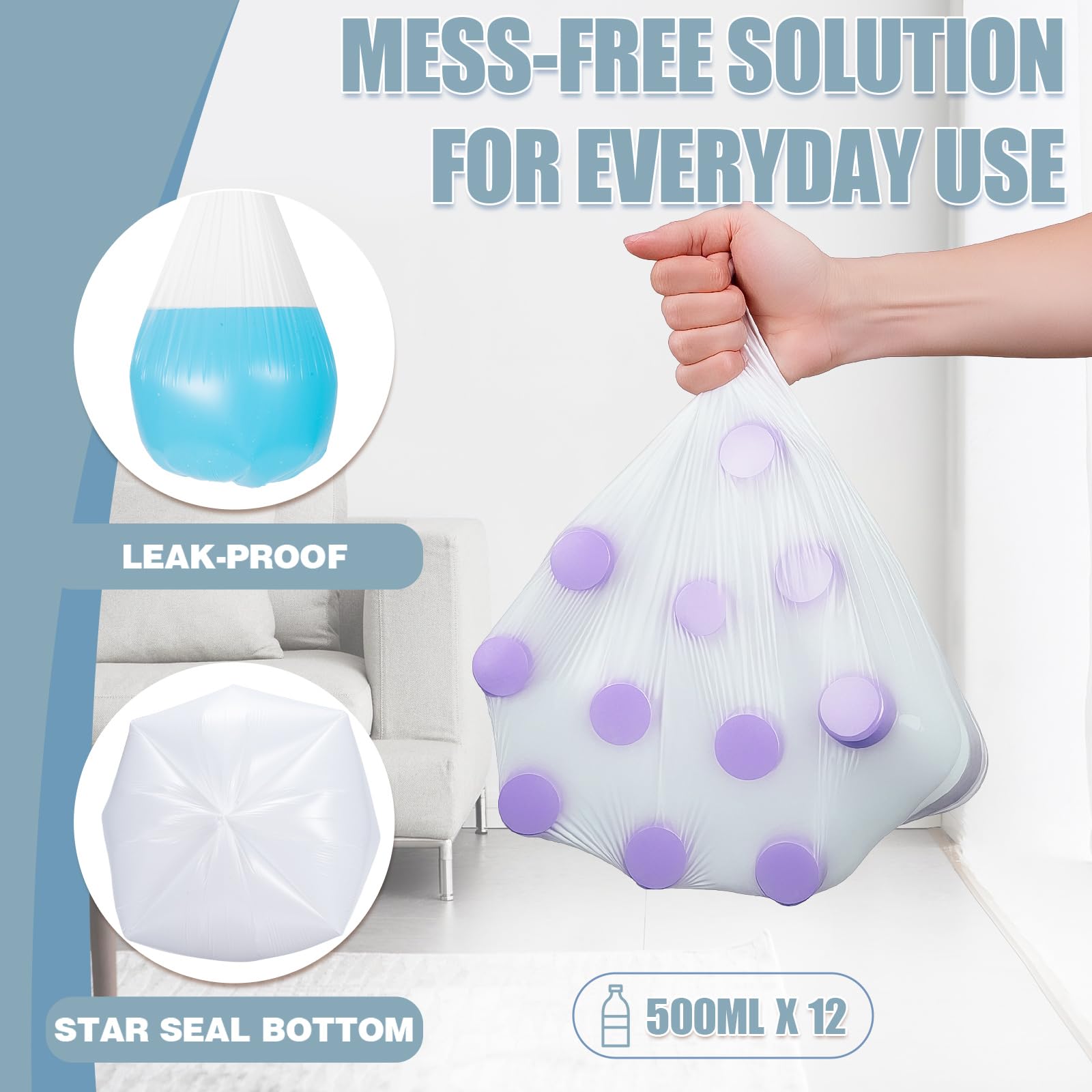 Bolsas de basura de 8 galones – 50 bolsas de basura medianas de 8 galones, bolsas de basura blancas sin perfume de 8 galones para oficina, dormitorio, baño, cocina