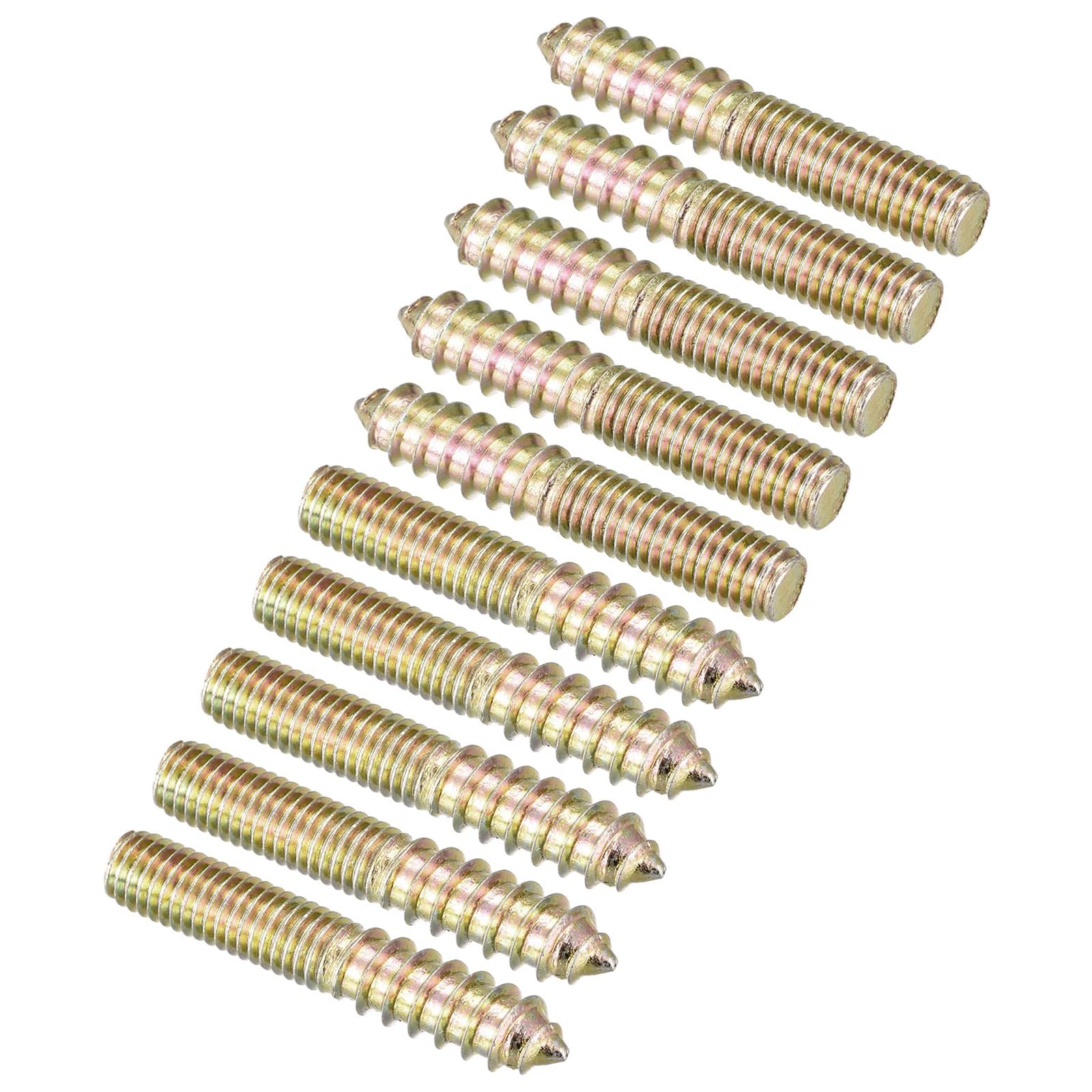 TOP-VIGOR 12Pcs Hanger Bolts, M8x50mm Double Headed Bolts Self Tapping Screw, Double Ended Dowel Screws, Screw Dowels Hanger, Threaded Lag Wood Screws and Machine Bolts for Wood Joint Furniture — image 1