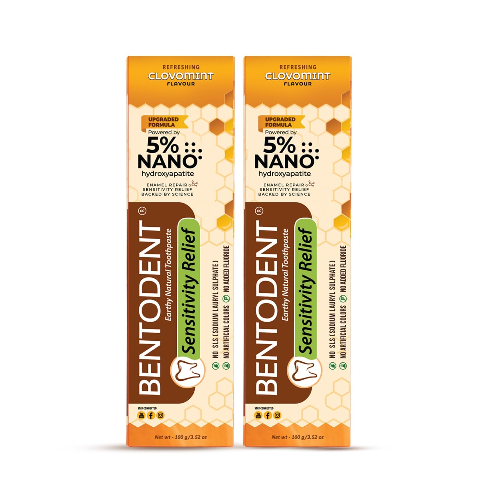 Natural, Fluoride Free, Foam Free & SLS Free (100g (pack of 2), Clovomint)