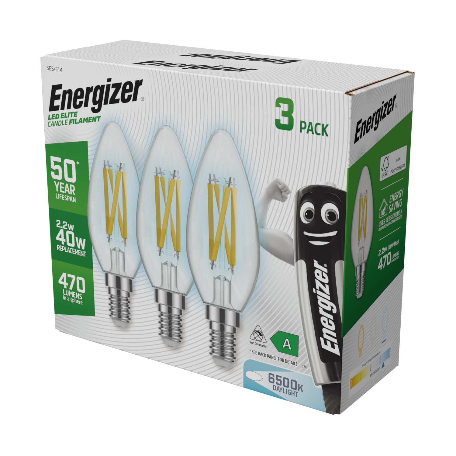 Energizer Ultra Efficient, 50 Year Life Span, E14 Candle LED Light Bulbs - Image 2