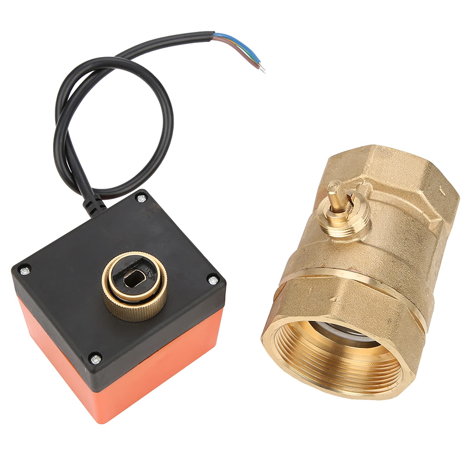 Válvula de bola eléctrica, válvula de bolas de latón, apta para AC G2 DN50 Válvula de bola motorizada eléctrica de latón con control de 2 vías y 3 cables de 2 puntos