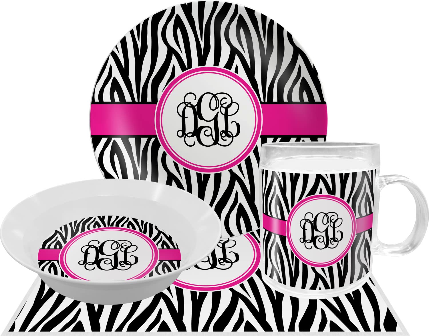 Personalized Zebra Print Melamine Bowl - 12 oz