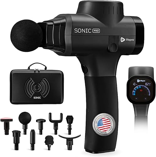 Miniatura 1 de LifePro Sonic Pro Pistola de masaje de percusión de tejido profundo, dispositivo masajeador de espalda de percusión para aliviar el dolor,
