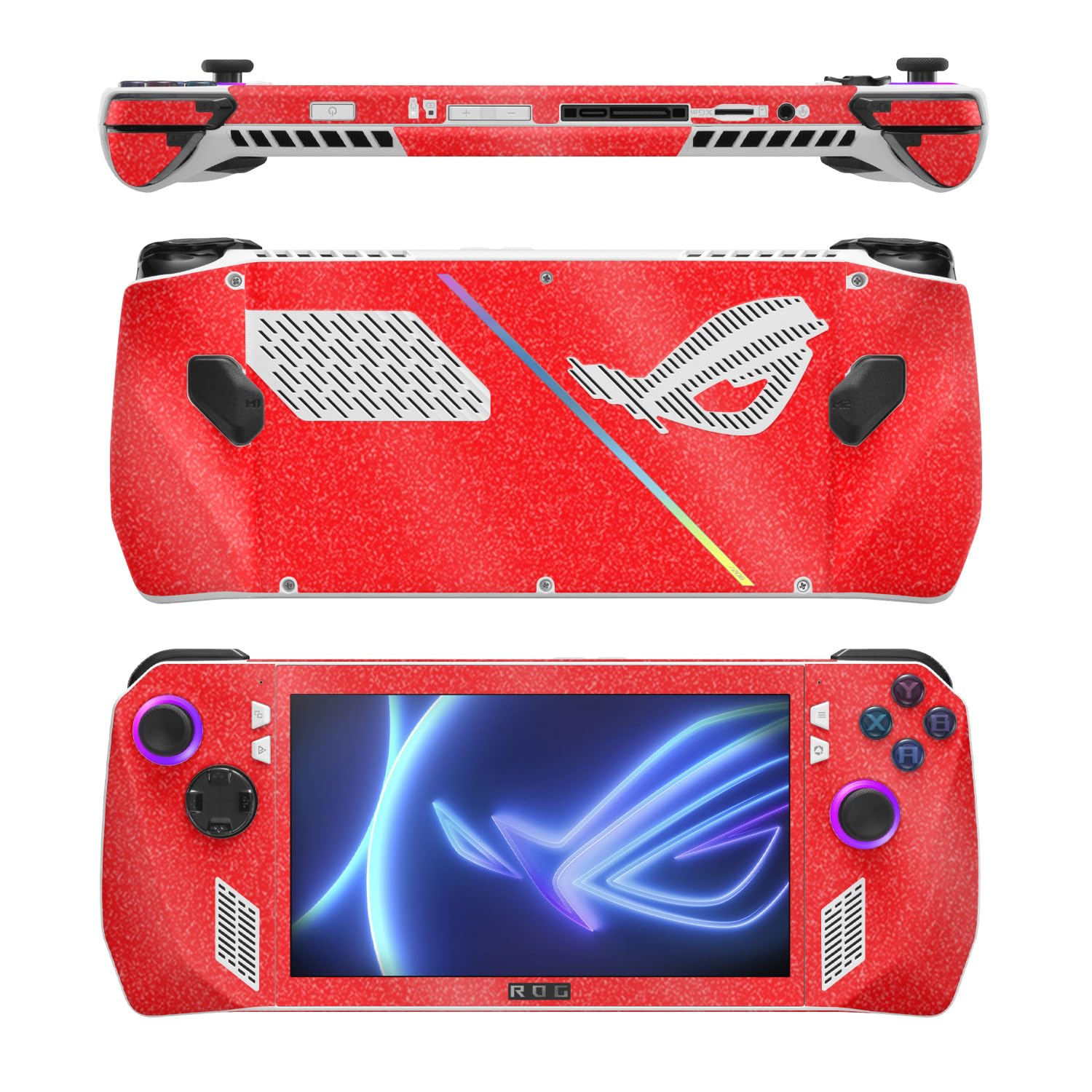 MightySkins Glossy Glitter Skin Compatible with Asus ROG Ally - Solid Red | Protective, Durable High-Gloss Glitter Finish | Easy to Apply, Remove, and Change Styles