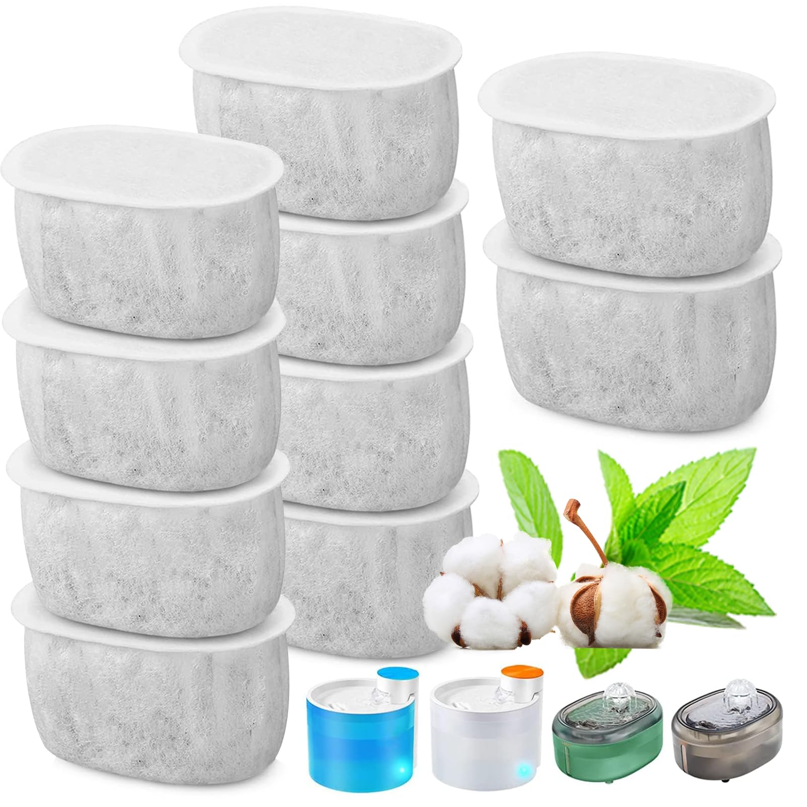 10pcs Ersatzfilter, Katzen-Trinkbrunnen,2L/67oz Automatische