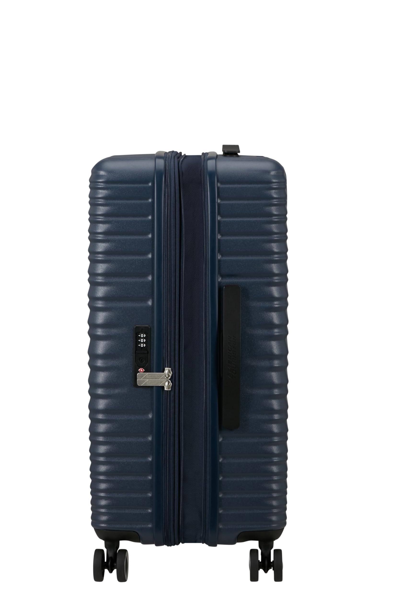 American Tourister Aerotech - Ensemble de 3 Bagages à Coque Rigide (Bagage à Main, Moyen, Grand) Ensemble de Chariot Extensible avec Serrure TSA - Bleu (Bleu Marine métallisé)