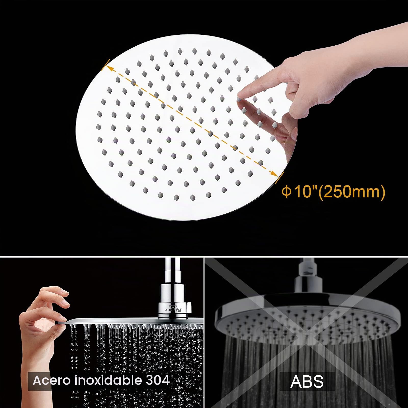 Ibergrif M21710 Ducha Empotrada Tormostatica, Columna Ducha Empotrada, Set de Ducha Rain Shower con Tormostatica Tres, Reciador, Alcachofa, Columna Ducha Termostatica Cromo, Platalata