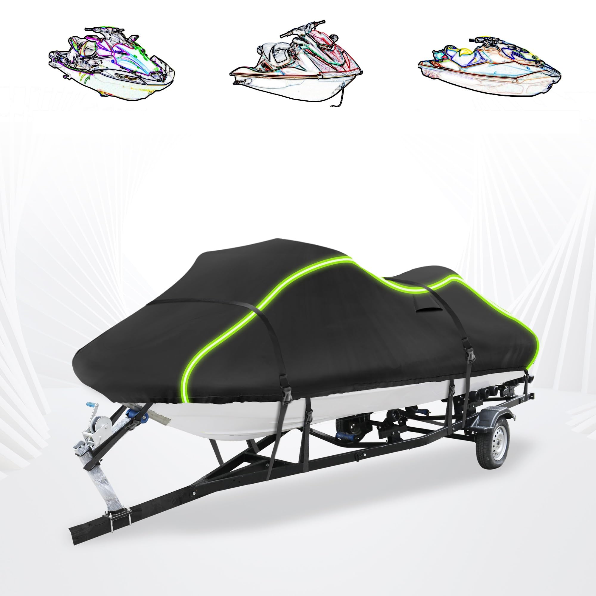 Funda para Moto Acuática para Sea Doo RXP-X RS 300 260 Apex Wake 170, Fabricada En Oxford 300D Resistente Al Agua Y A Los Rayos UV. Tela, Apta para Remolque