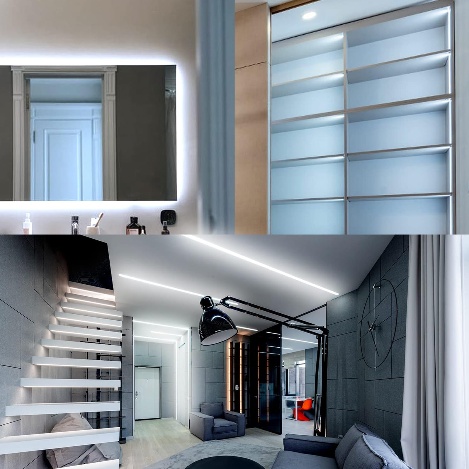 Striscia LED USB da 5 V, confezione da 2 strisce di luce COB, bianca, 1 m, 8 W, 5 V, striscia LED luminosa flessibile per sotto armadio, cucina, retroilluminazione TV