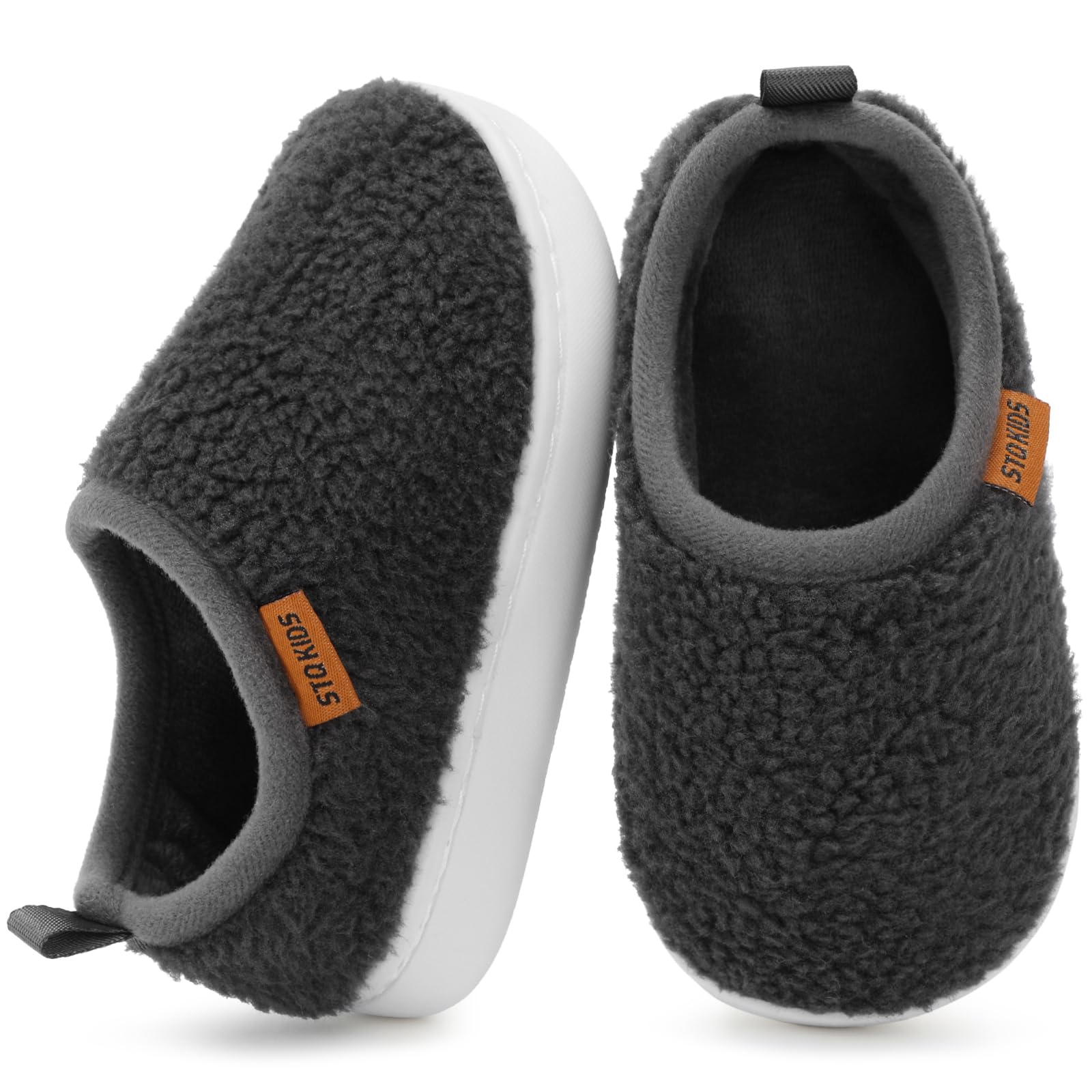 STQ KIDS Toddler Slippers Boys Girls Slip on Winter House Shoes