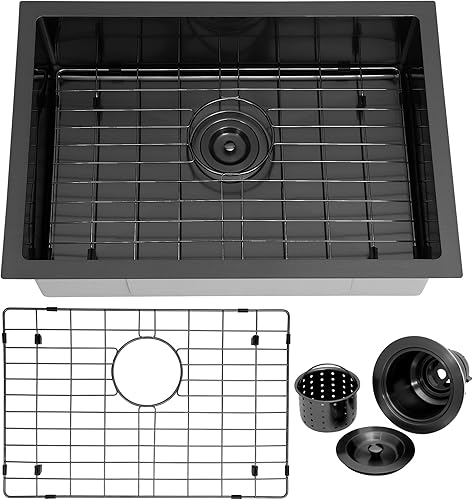 Miniatura 9 de Kitsitchen Fregadero de cocina para autocaravana de 23 pulgadas, fregadero de cocina de acero inoxidable calibre 18, fregadero de cocina de un solo