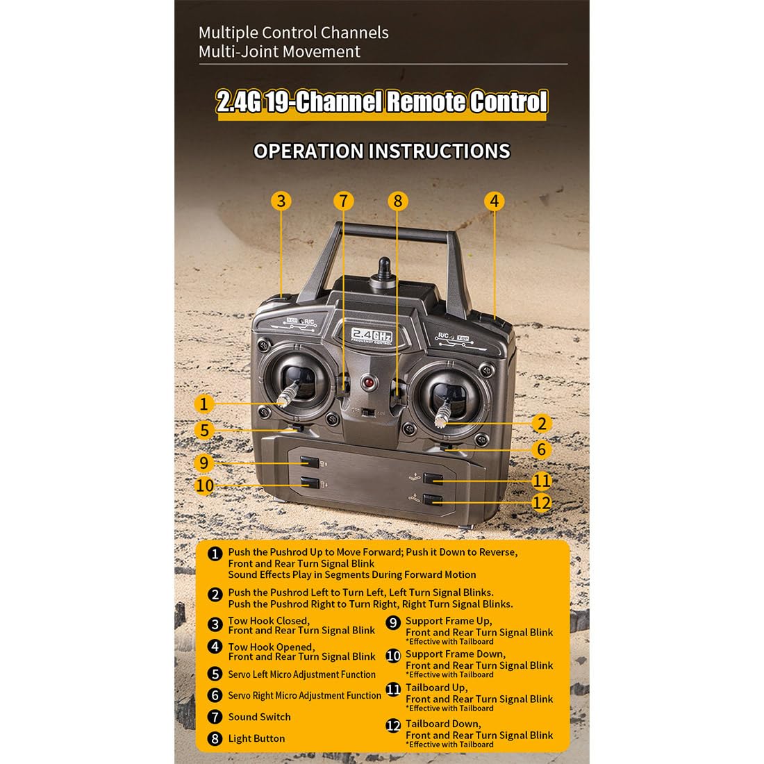Camion trattore RC scala 1/18 6x4, 2,4 GHz telecomando resistente semi camion con trazione posteriore, luci e suono, compatibile con rimorchio piatto opzionale, modello da collezione hobby per adulti