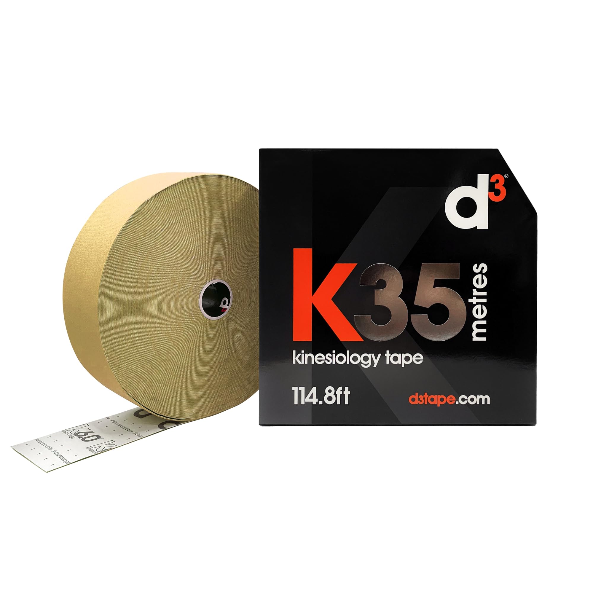 K35 Extra Long Kinesiology Tape Roll Beige - 2in x 115ft Latex-Free Hypoallergenic Joint Muscle Sports Medical Injury