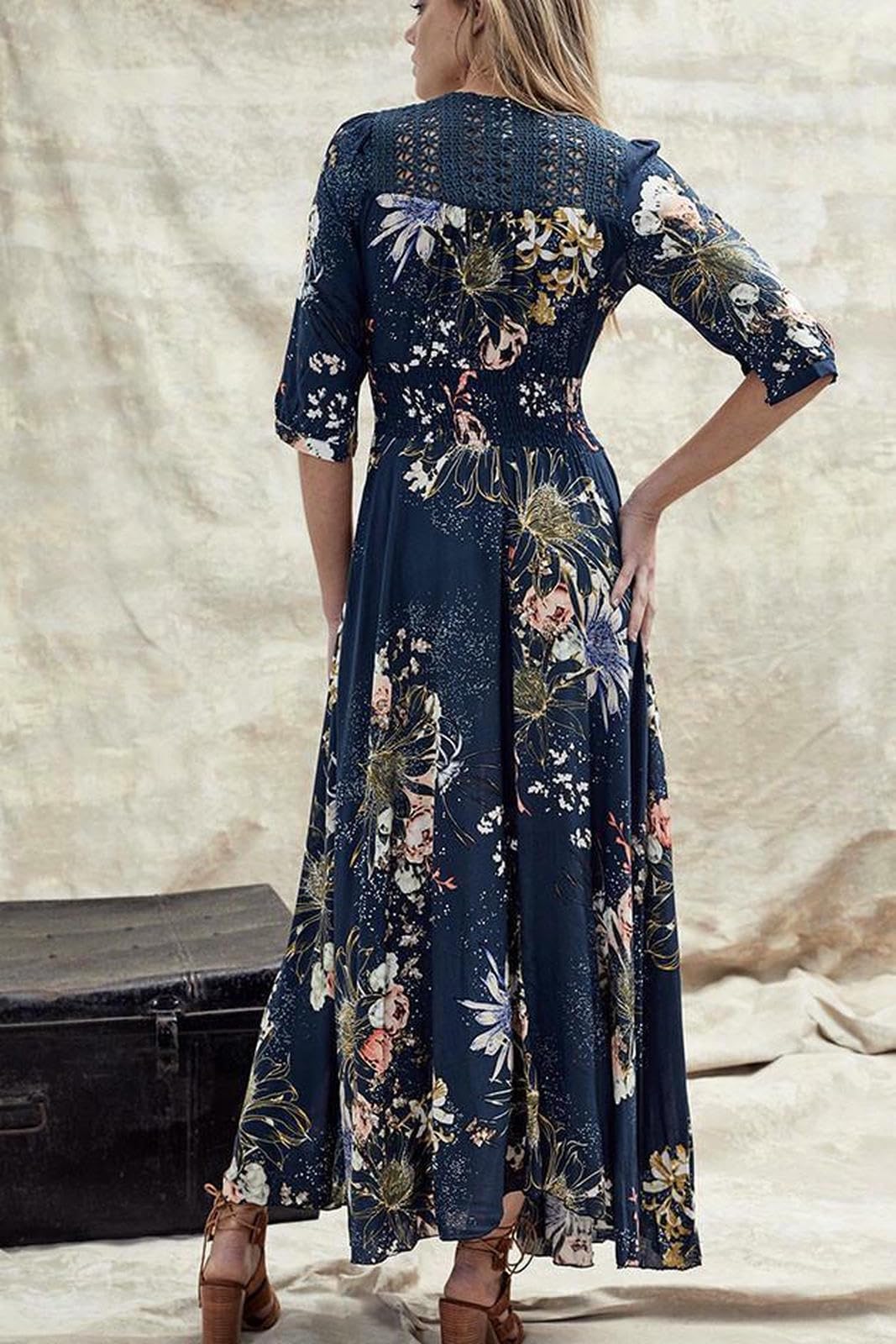 Robe Femmes Hobe Polyester Fashion À Manches Longues Sexy Dames Imprimées Party Robe-Vert-m