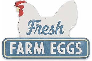 Open Road Brands Fresh Chicken Eggs Metal Sign: Vintage Kitchen Decor with...