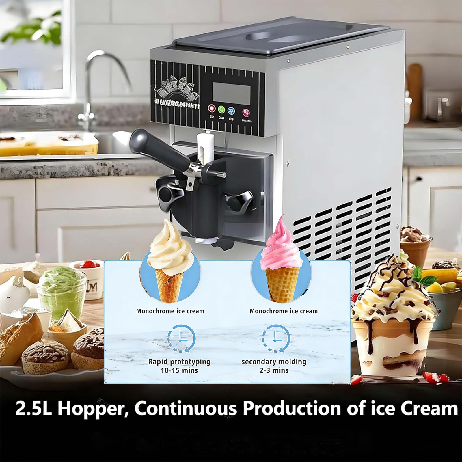Máquina Comercial De Helado De Un Solo Sabor Encimera