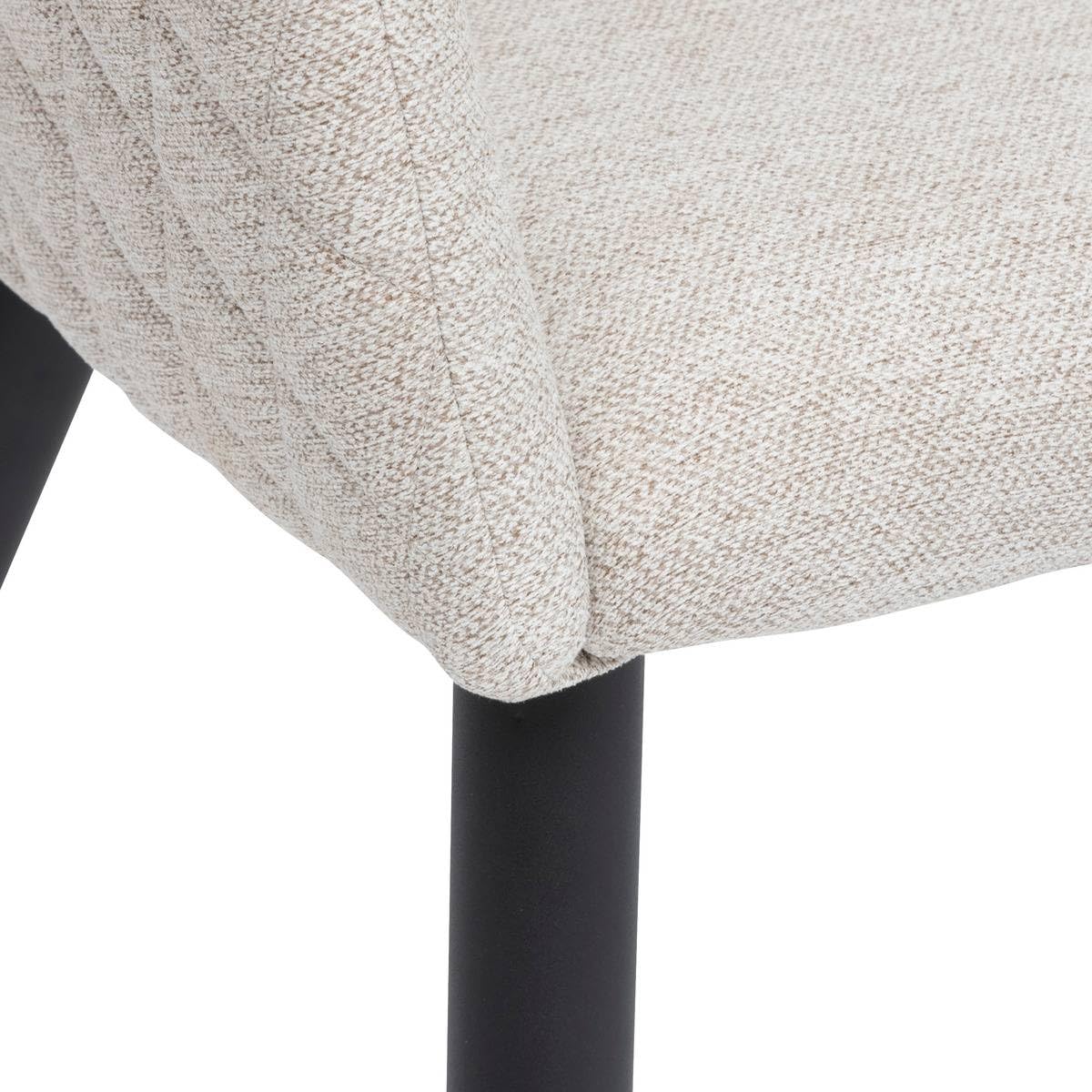 Chaise Fauteuil de Table Tissu façonné Beige et Pieds en métal Noir - Atmosphera