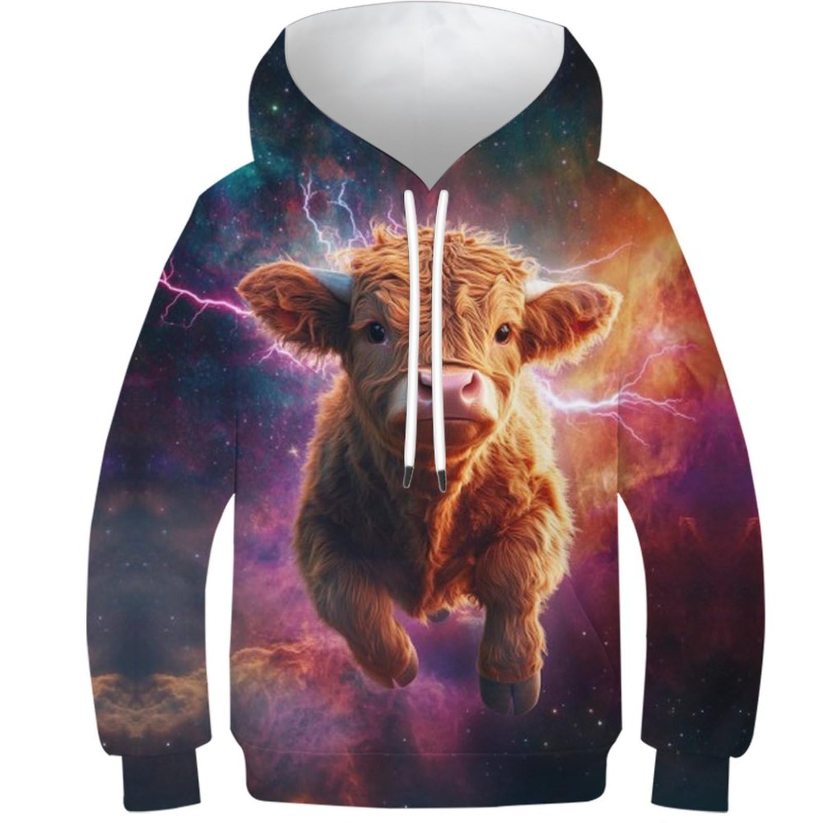 Sweats à capuche enfant imprimé vache pour ados - 8