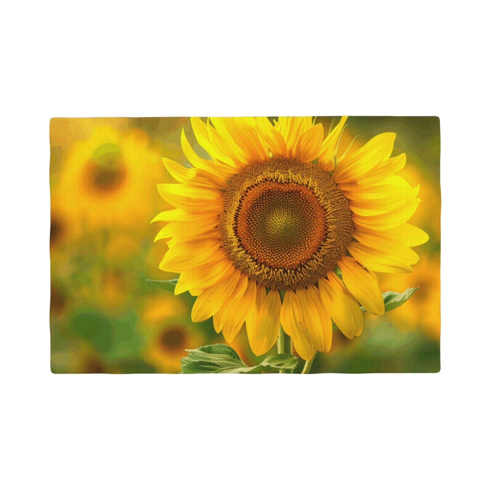 bright sunflower Print Placemats Set, Heat Resistant Washable Placemat 12x18in Table Mats for Party Kitchen Dining Table Decoration Indoor Outdoor, Four Pieces