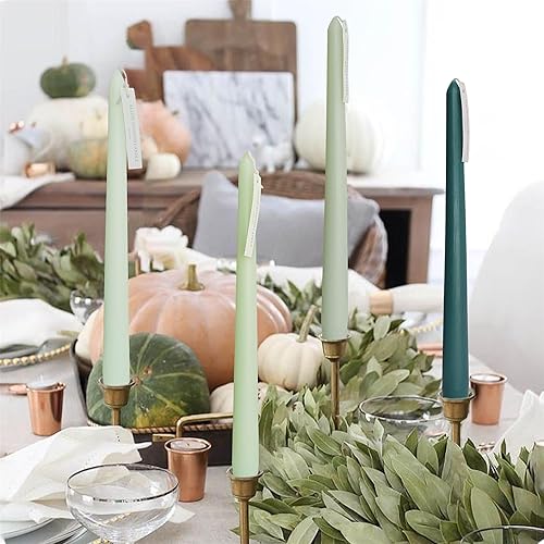 Miniatura 2 de Gedengni 8D4PC-GREENGRA - Velas cónicas perfumadas de color verde, velas cónicas sin humo de 10 pulgadas, velas sin goteo para boda, hogar, cena,