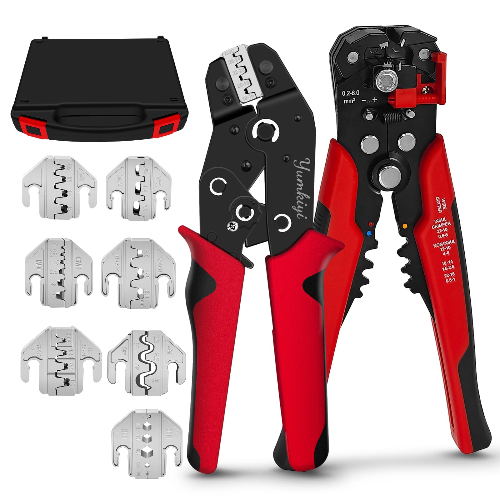 Terminal Crimping Tool and Multi-Purpose Wire Stripper Kit - Multiple jaw sizes, ratcheting design, Wire Crimper Tool - Ideal for mc4 crimping, wiring, repair electrical