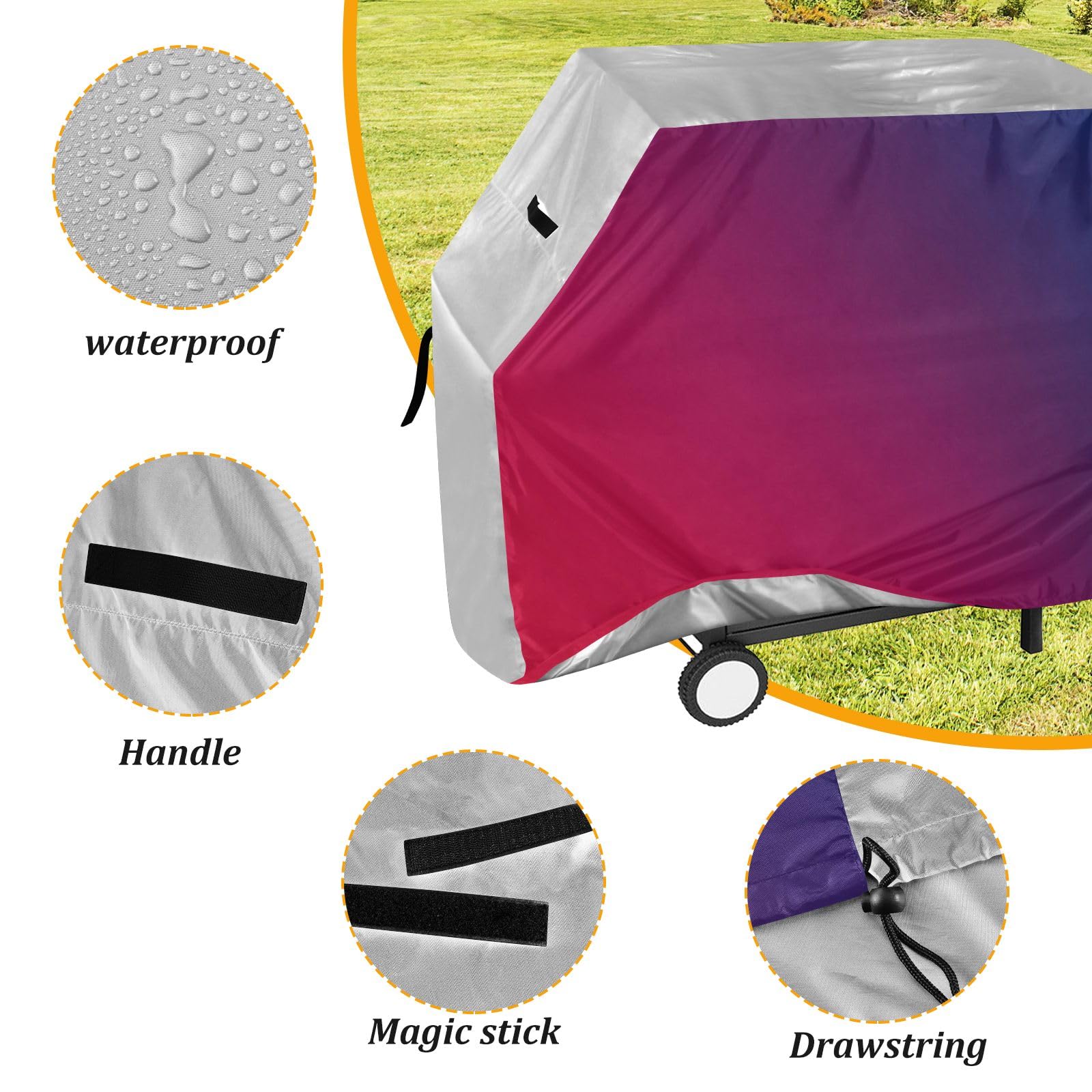 Copertura per barbecue con gradiente rosso e blu, impermeabile, resistente, per esterni