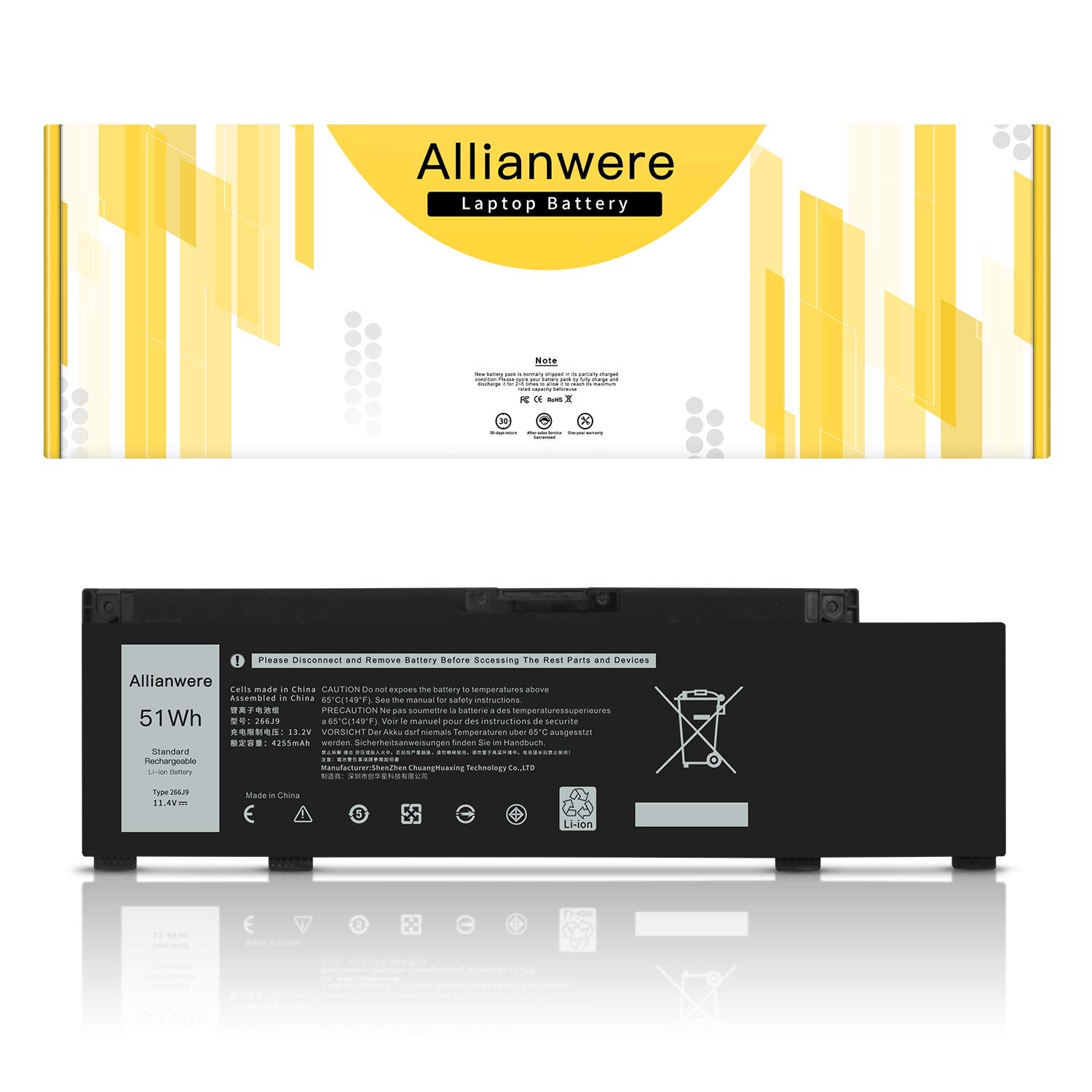 Allianwere 266J9 Laptop Battery Compatible with Dell G3 3590 G5 5500 Inspiron 5490 Series Ultrabook 