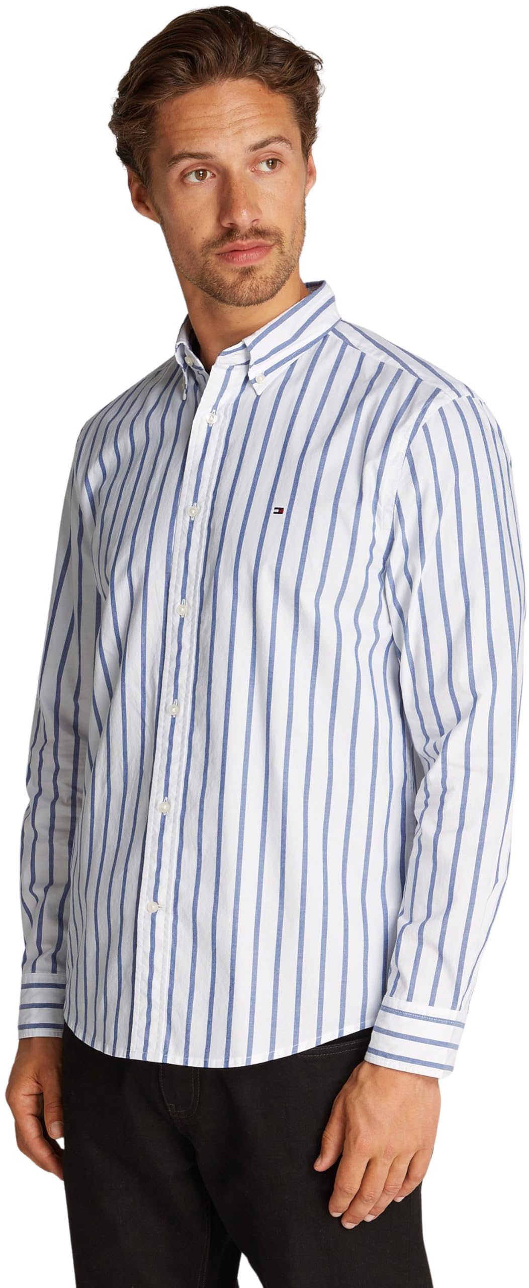 Tommy Hilfiger Herren Hemd Flex Poplin Nautical aus Baumwolle