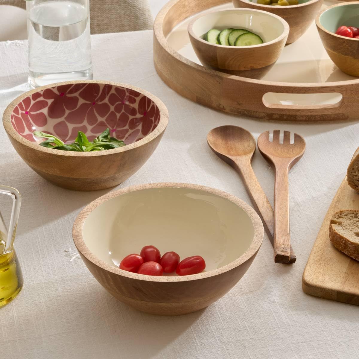 Atmosphera - Saladier inaya d25 cm terre cuite et bois de manguier