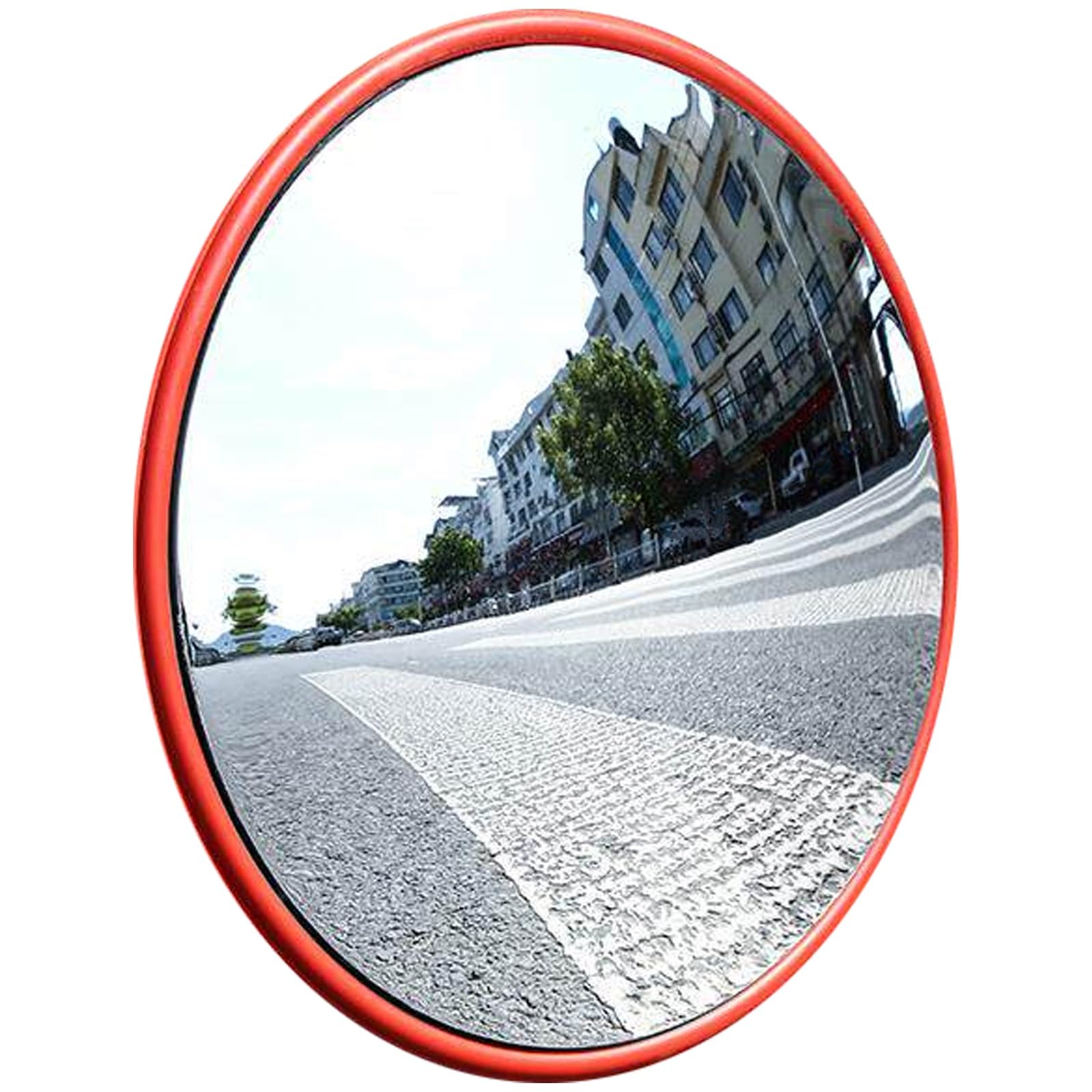 Miroir de Circulation Rond, Grand Angle Convexe, Miroir de Sécurité pour Surveiller les Angles Morts Dans les Parkings, Entrepôts et Bureaux, Offrant Une Vue Dégagée(Red,45 * 45cm/18 * 18in)