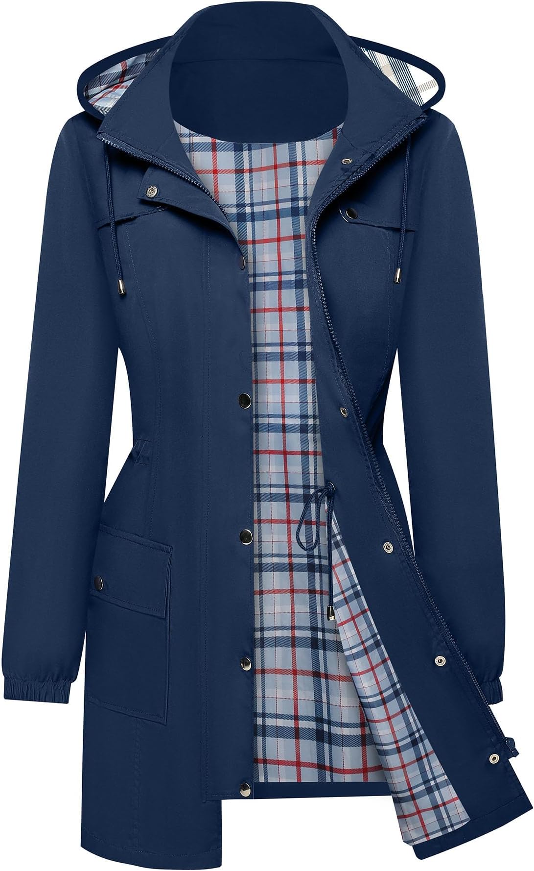 BBX LephsntRain Coats for Women Waterproof Rain Jacket Lightweight Windbreaker Outdoor Hooded Trench Coat