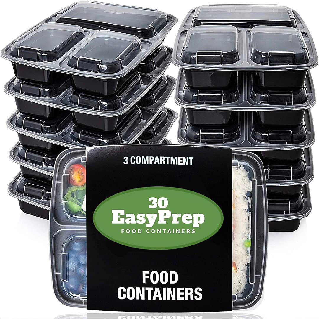 EASYPREP | Reusable Meal Prep Containers | Microwave, Freezer & Dishwasher Safe | Portion Control Containers | Food Prep Containers with Lids | 30 Pack