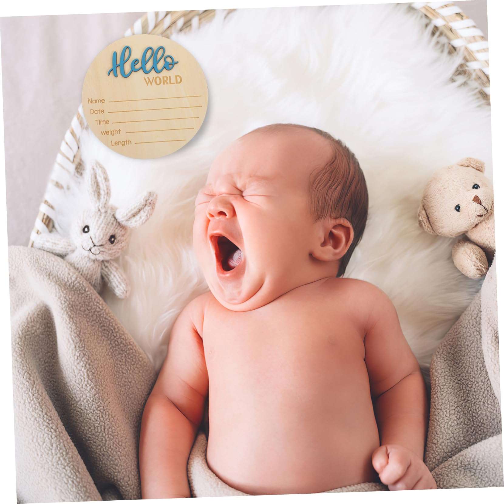 BESTonZON Infant Birth Announcement Sign Wooden Bulletin Board Ideas for Baby Naming