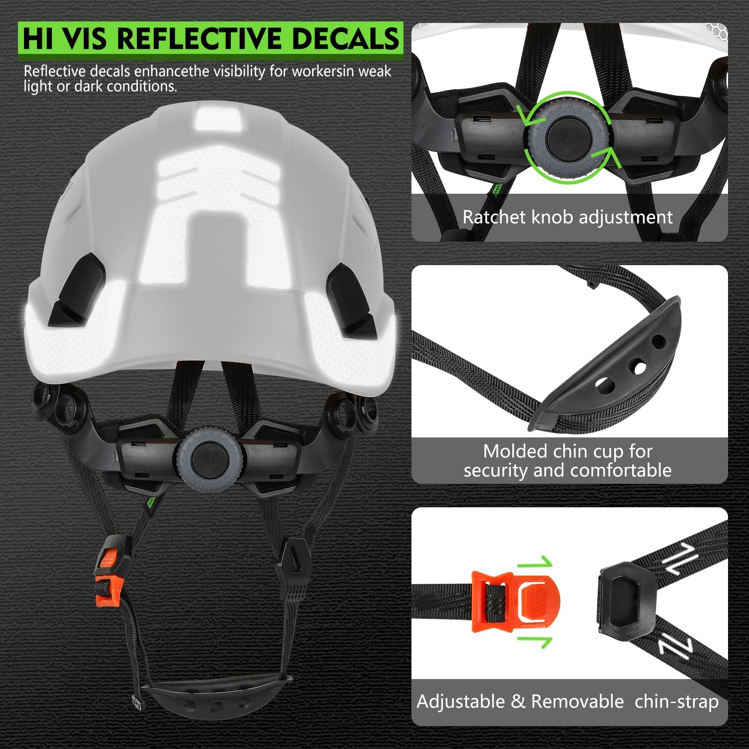 GREEN DEVIL Construction Safety Helmet Hard Hat with Visor and Safety Glasses ANSI Z89.1 Cascos De Construccion Vented ABS Work Hardhat for Men&Women