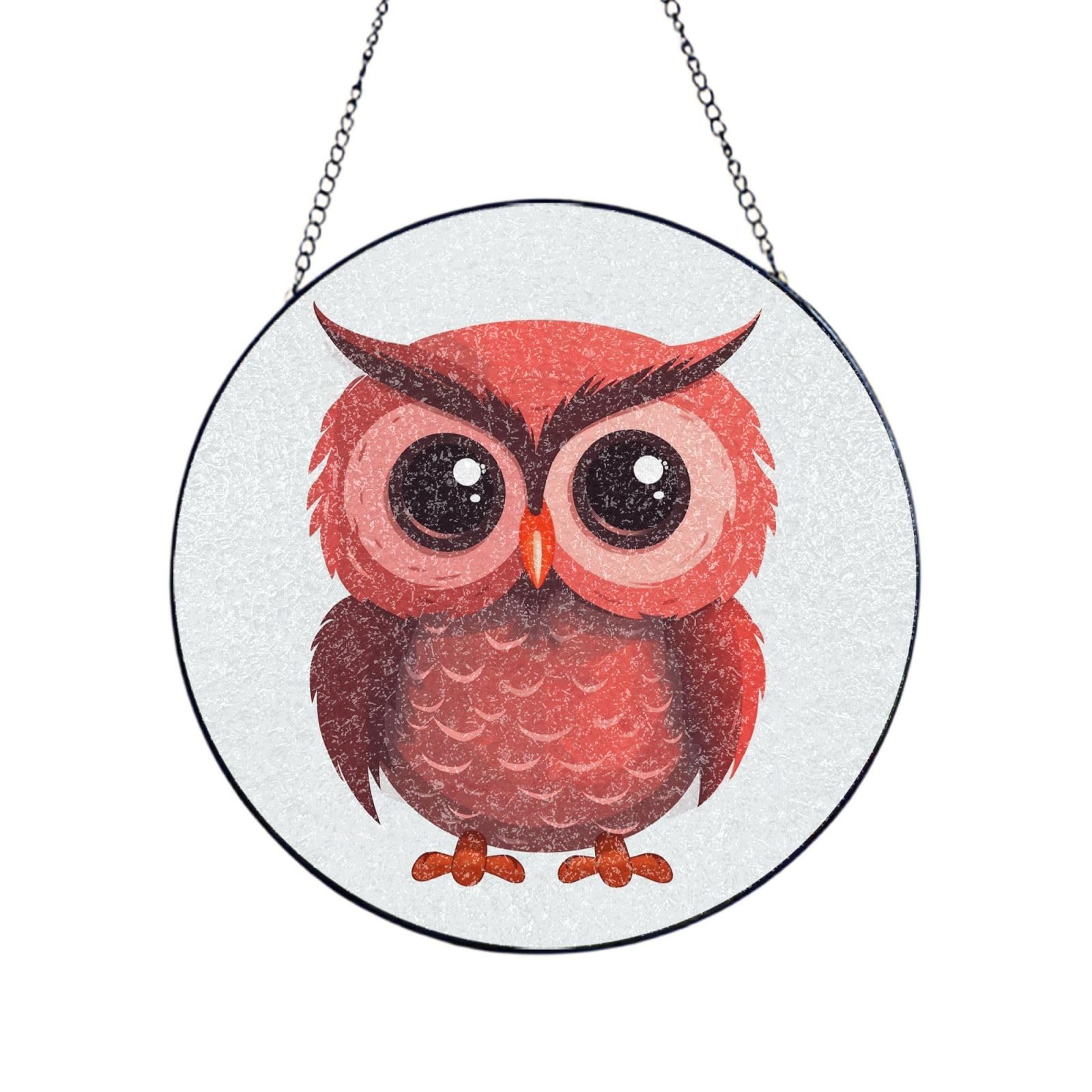 Stained Glass Window Hanging Cute Red Owl Sun Catchers Indoor Outdoor Decor Window Suncatcher Door Garden Sunroom Sun Catcher Home Decor Birthday Christmas for Mom Men
