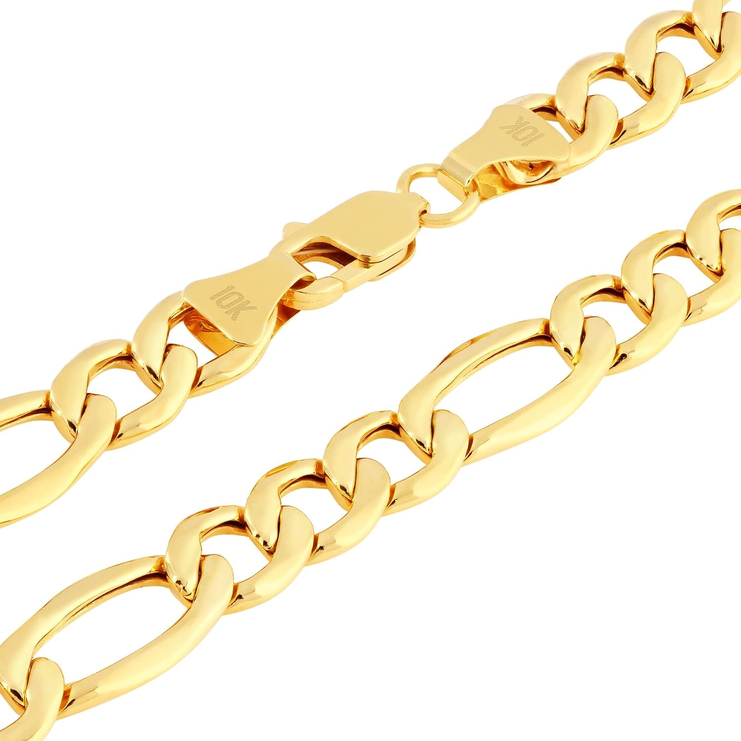 Nuragold 10k Real Yellow Gold Figaro Link 8mm Chain Bracelet (7"-9") Italian Jewelry for Men & Women